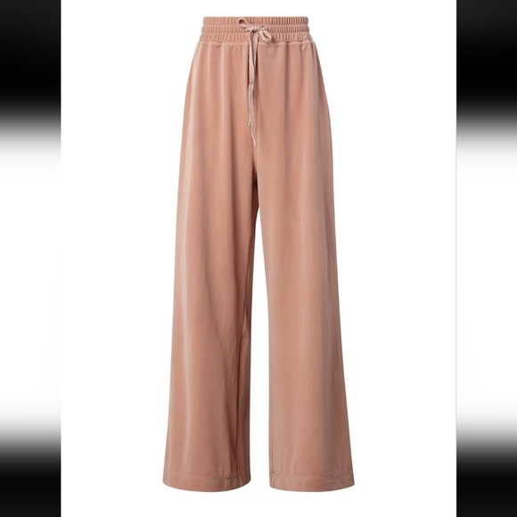 TWIN Pants - TWIN That's What I Need Dusty Pink Velour Wide Leg Pants Joggers L Sporty